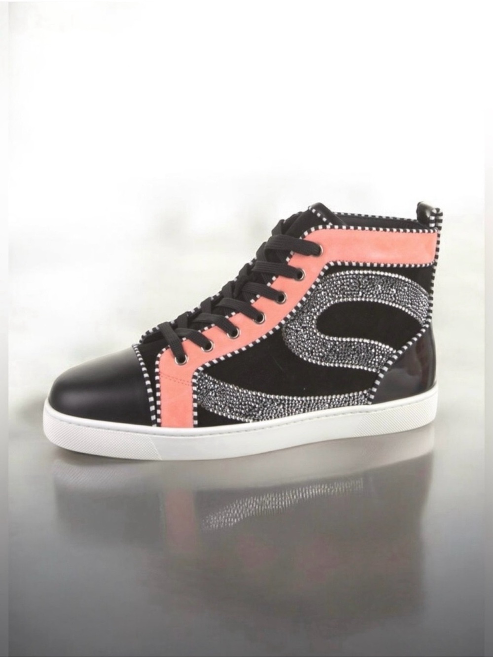 Christian Louboutin Louise High Top Strass Formula 1 Race Grand Prix Sneakers